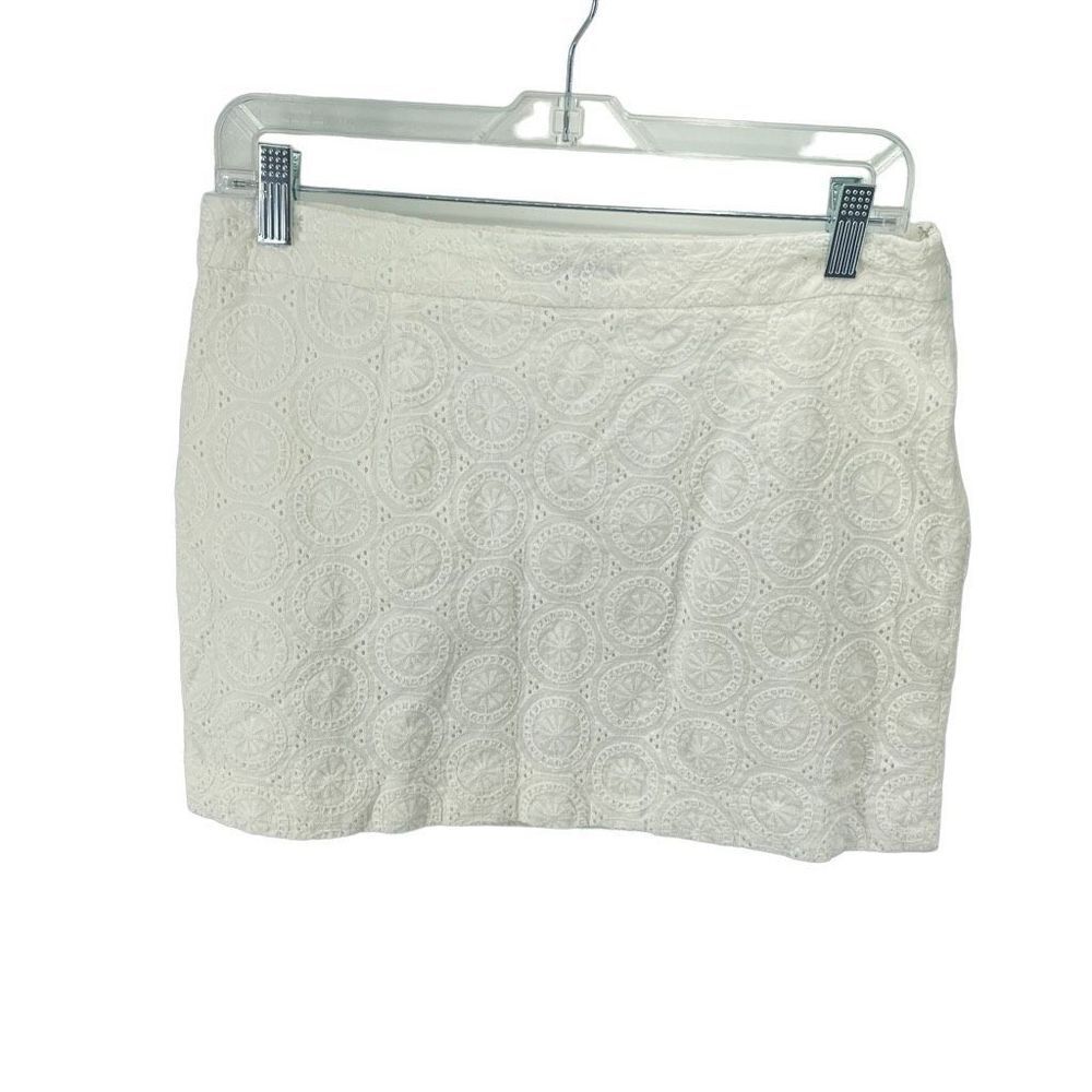 Gap Women's Casual White Floral Lace Eyelet Mini Skirt Size 8 boho